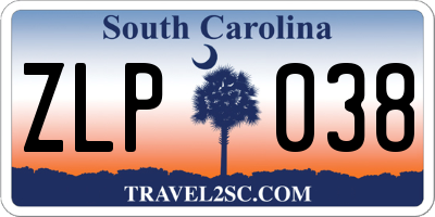 SC license plate ZLP038