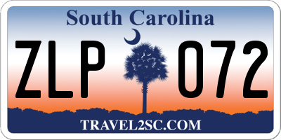 SC license plate ZLP072