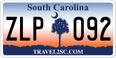 SC license plate ZLP092