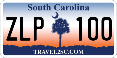 SC license plate ZLP100