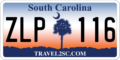 SC license plate ZLP116