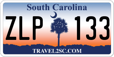 SC license plate ZLP133