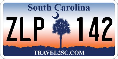 SC license plate ZLP142