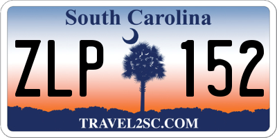 SC license plate ZLP152