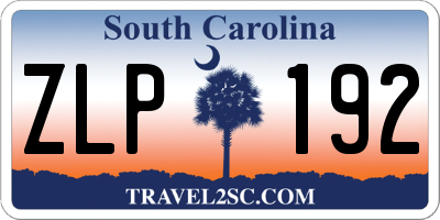 SC license plate ZLP192