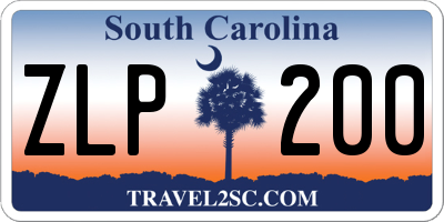 SC license plate ZLP200