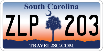 SC license plate ZLP203