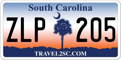 SC license plate ZLP205