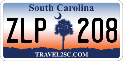 SC license plate ZLP208