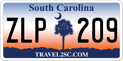 SC license plate ZLP209