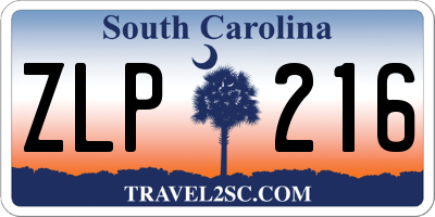SC license plate ZLP216