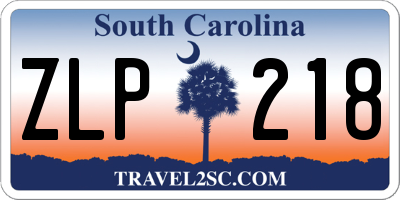 SC license plate ZLP218