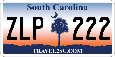 SC license plate ZLP222