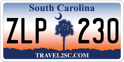 SC license plate ZLP230