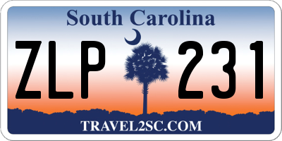 SC license plate ZLP231