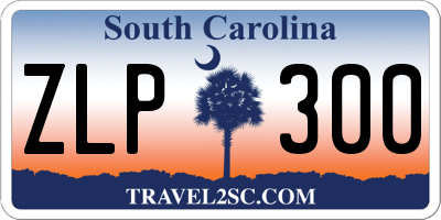 SC license plate ZLP300