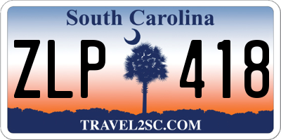 SC license plate ZLP418