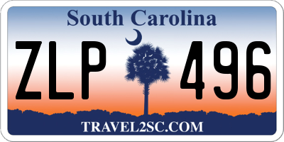 SC license plate ZLP496