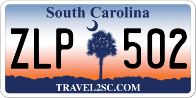 SC license plate ZLP502
