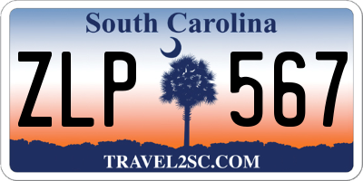 SC license plate ZLP567