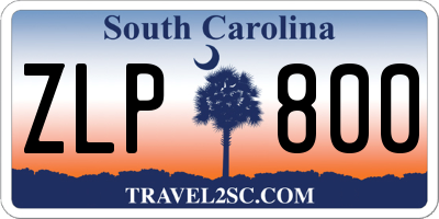 SC license plate ZLP800