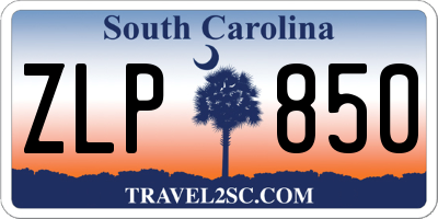 SC license plate ZLP850