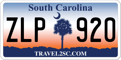 SC license plate ZLP920