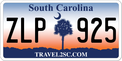 SC license plate ZLP925
