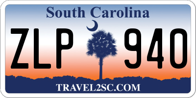 SC license plate ZLP940