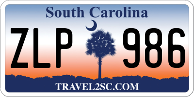 SC license plate ZLP986