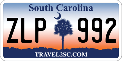 SC license plate ZLP992