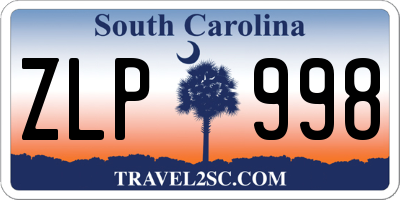 SC license plate ZLP998