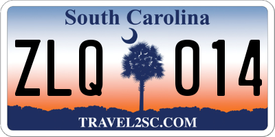 SC license plate ZLQ014