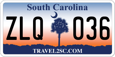 SC license plate ZLQ036