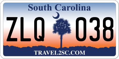 SC license plate ZLQ038