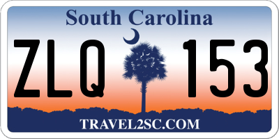 SC license plate ZLQ153