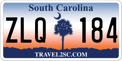 SC license plate ZLQ184