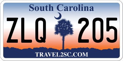 SC license plate ZLQ205