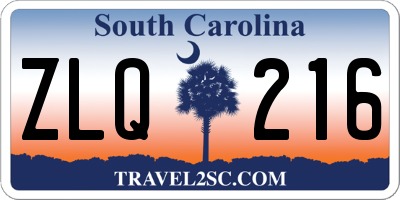 SC license plate ZLQ216
