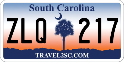 SC license plate ZLQ217