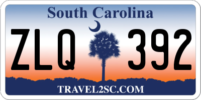 SC license plate ZLQ392