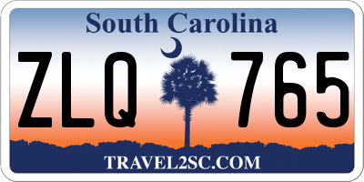 SC license plate ZLQ765