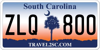 SC license plate ZLQ800