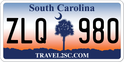 SC license plate ZLQ980