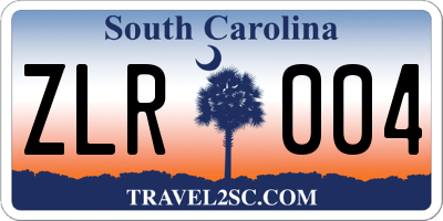 SC license plate ZLR004
