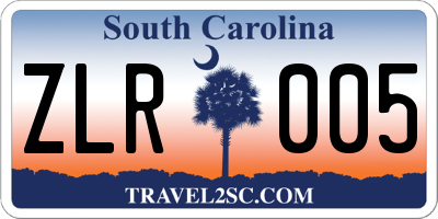 SC license plate ZLR005