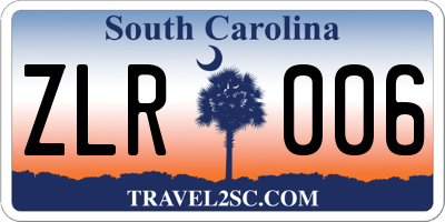 SC license plate ZLR006