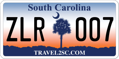 SC license plate ZLR007