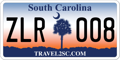 SC license plate ZLR008
