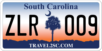SC license plate ZLR009